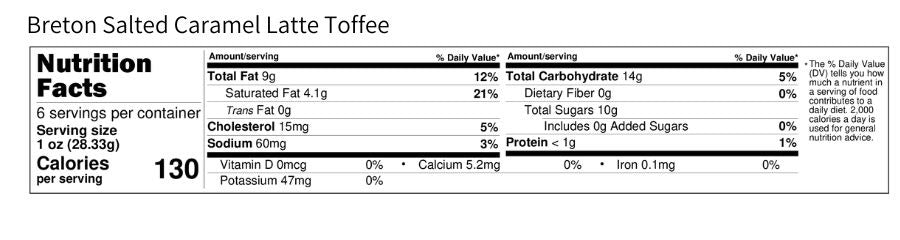Breton Salted Caramel Latte Toffee 6 oz