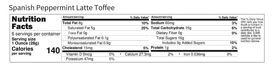 Spanish Peppermint Latte Toffee 6 oz