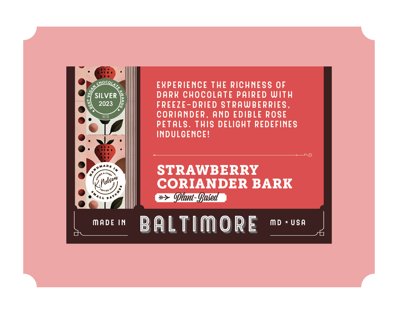 Plant Based California Strawberry Coriander Bark 6 oz